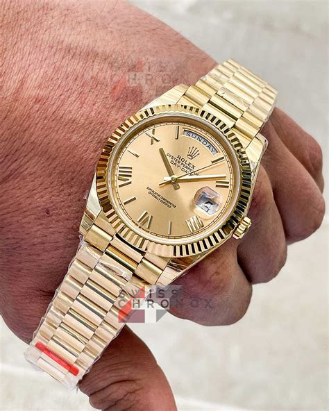 rolex day date 40 yellow gold weight|40 mm rolex date just.